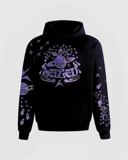 GALAXY RHINESTONE HOODIE - BLUE