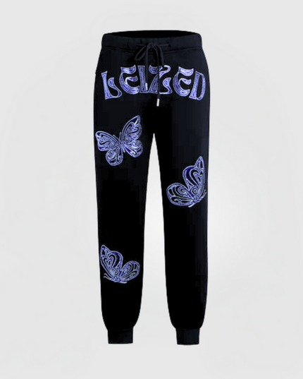 BUTTERFLY RHINESTONE PANTS - BLUE