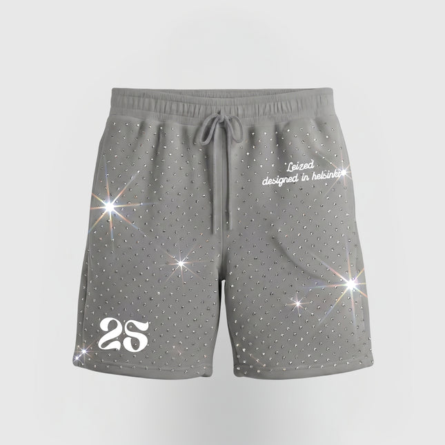 TIMELESS RHINESTONE SHORTS - GREY