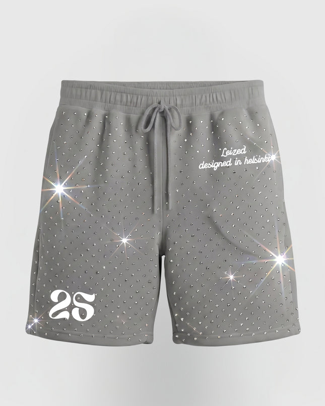TIMELESS RHINESTONE SHORTS - GREY
