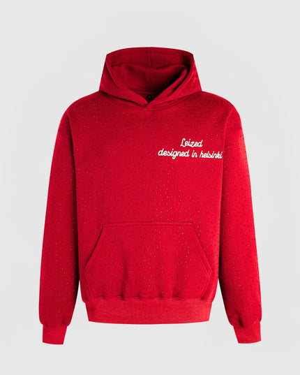 TIMELESS RHINESTONE HOODIE - RED