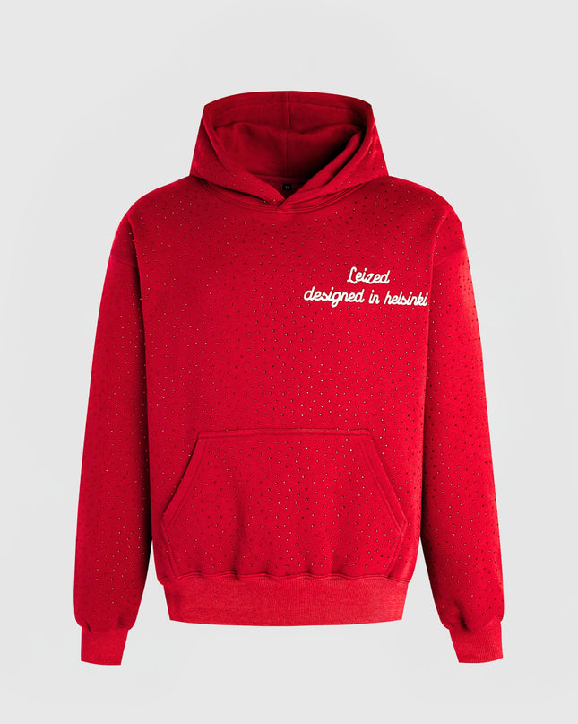 TIMELESS RHINESTONE HOODIE - RED
