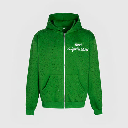 TIMELESS RHINESTONE ZIP-UP HUPPARI - VIHREÄ