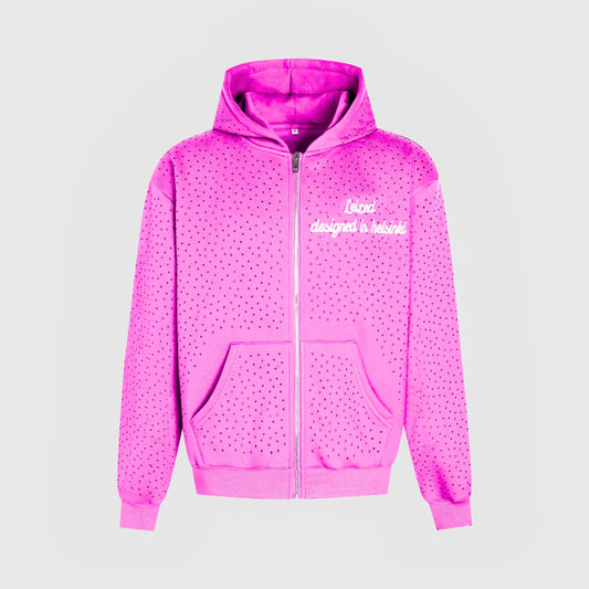 TIMELESS RHINESTONE ZIP-UP HUPPARI - PINKKI