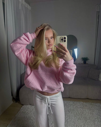 TIMELESS RHINESTONE HOODIE - PINK