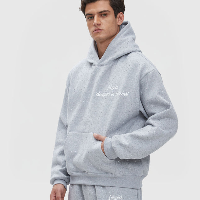 TIMELESS RHINESTONE HOODIE - GREY