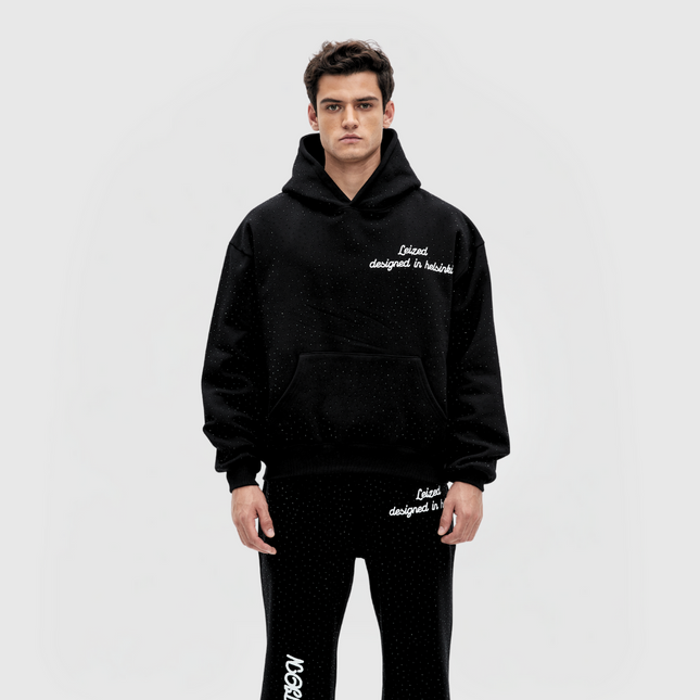 TIMELESS RHINESTONE HOODIE - BLACK