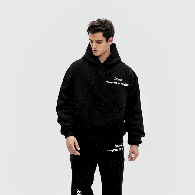 TIMELESS RHINESTONE HOODIE - BLACK