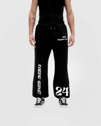 TIMELESS RHINESTONE PANTS - BLACK