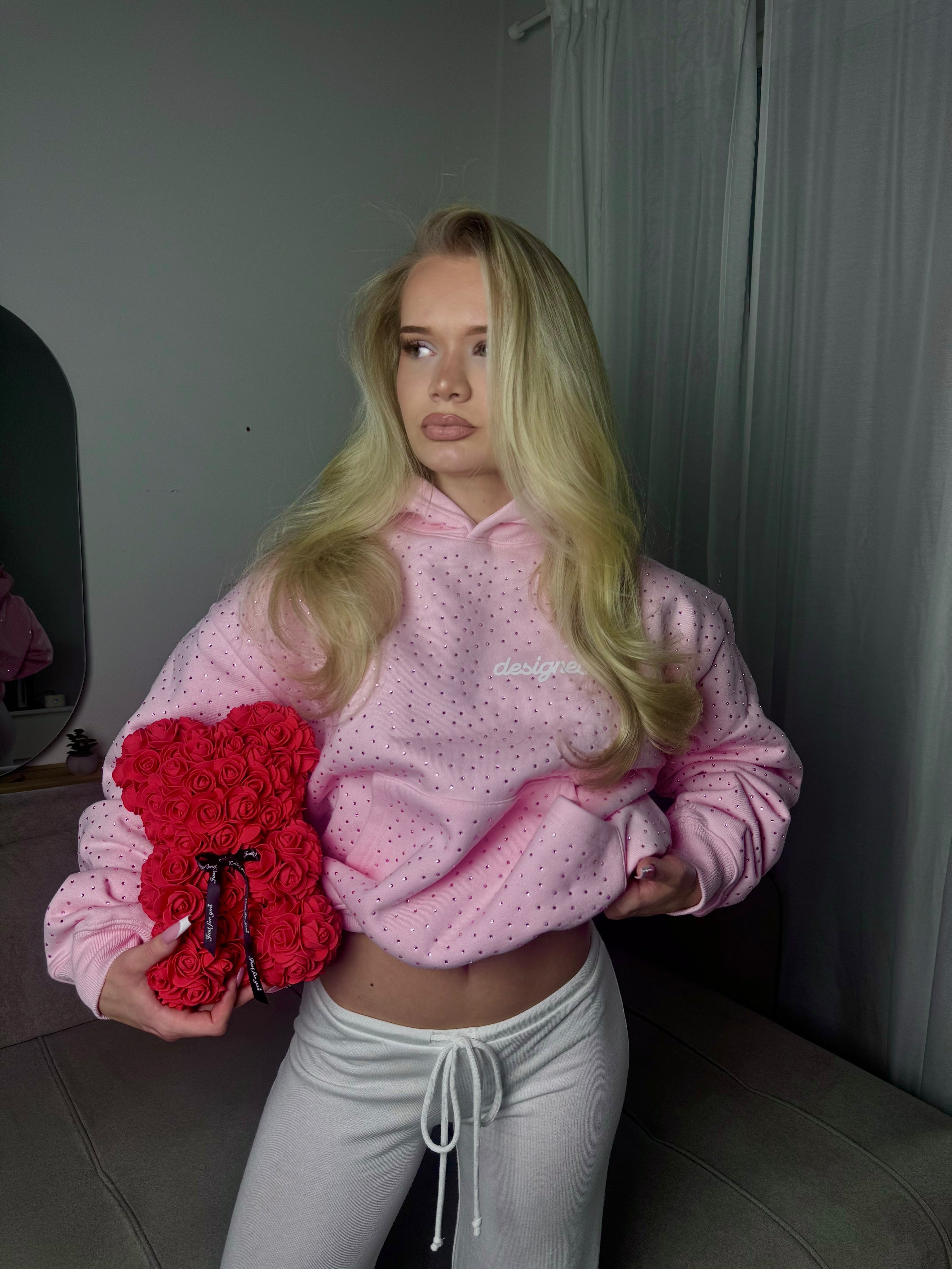 TIMELESS RHINESTONE HOODIE - PINK – Leized