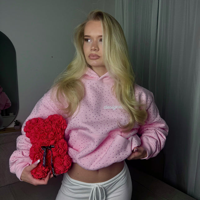 TIMELESS RHINESTONE HOODIE - PINK
