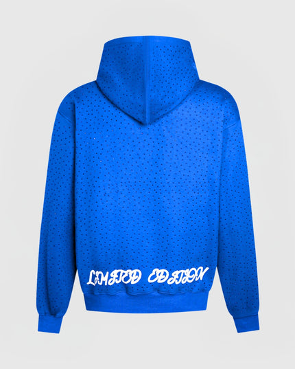 TIMELESS RHINESTONE ZIP-UP HOODIE - BLUE