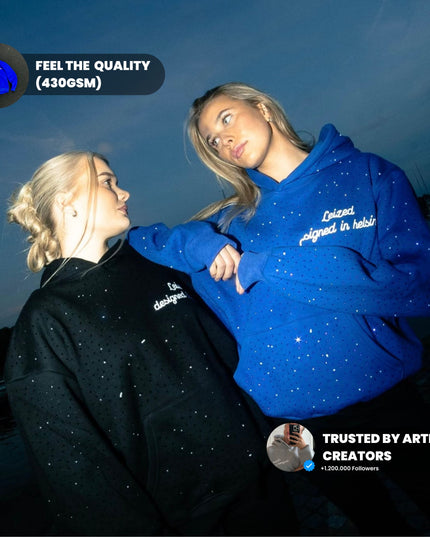 TIMELESS RHINESTONE HOODIE - BLUE