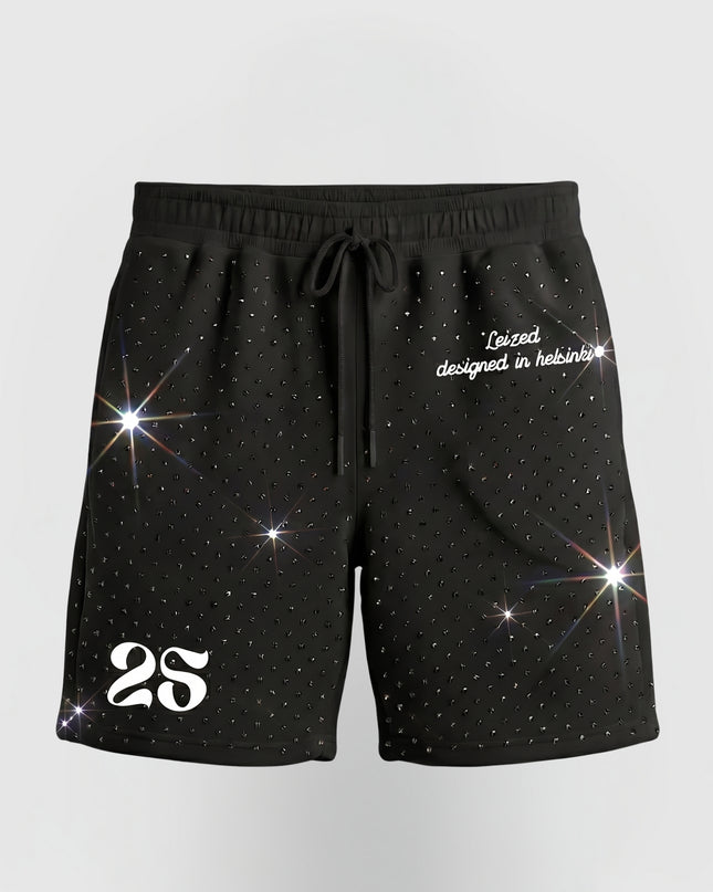 TIMELESS RHINESTONE SHORTS - BLACK