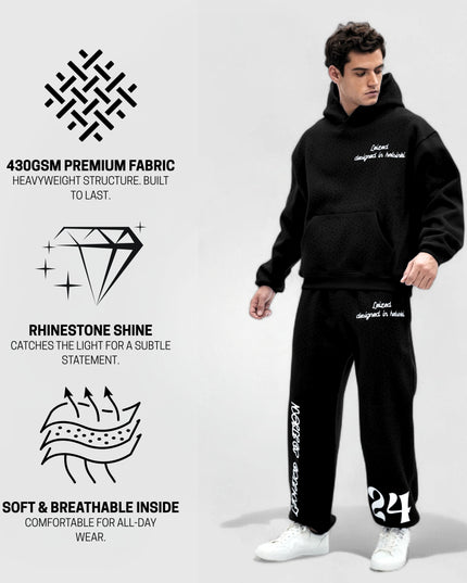 TIMELESS RHINESTONE HOODIE - BLACK