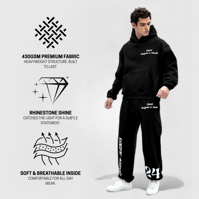 TIMELESS RHINESTONE HOODIE - BLACK
