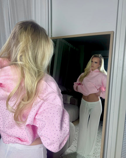 TIMELESS RHINESTONE HOODIE - PINK