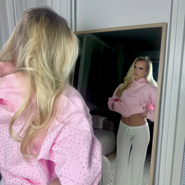 TIMELESS RHINESTONE HOODIE - PINK