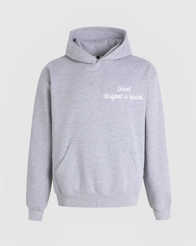 TIMELESS RHINESTONE HOODIE - GREY
