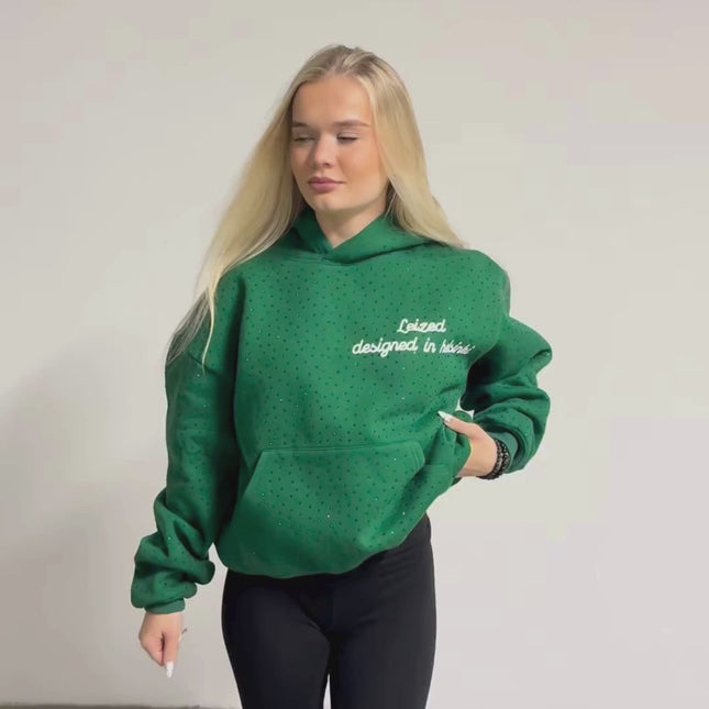 TIMELESS RHINESTONE HOODIE - GREEN
