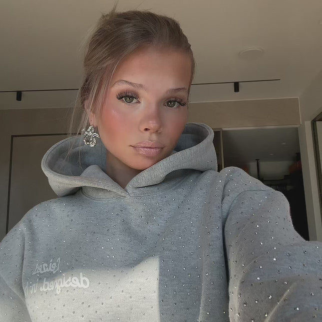 TIMELESS RHINESTONE HOODIE - GREY